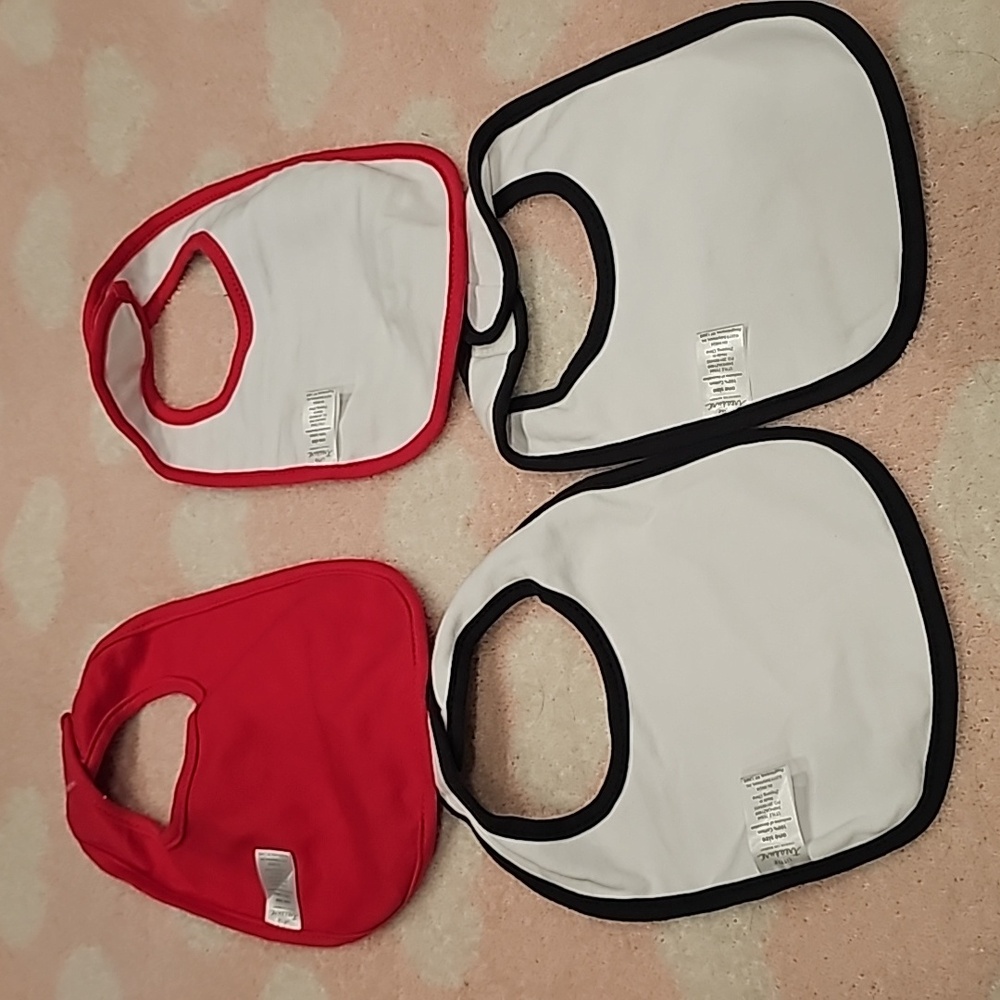 F Little Treasure Baby Bib Set, 4 pieces black red Perfect Gentleman N W/o tags - Picture 7 of 8
